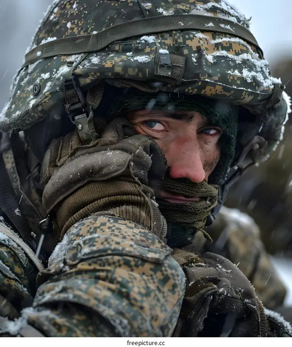 Portrait of a soldier in winter gear