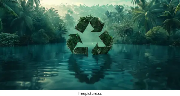 Natural Recycling Symbol in Water