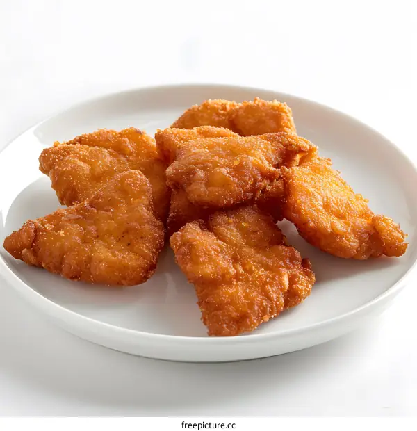 Plate of delicious fried chicken nuggets