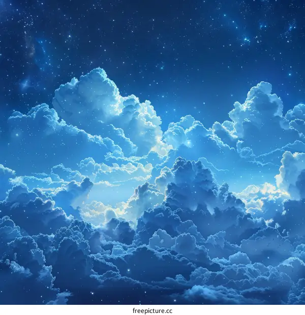 A beautiful view of the night sky filled with stars and clouds