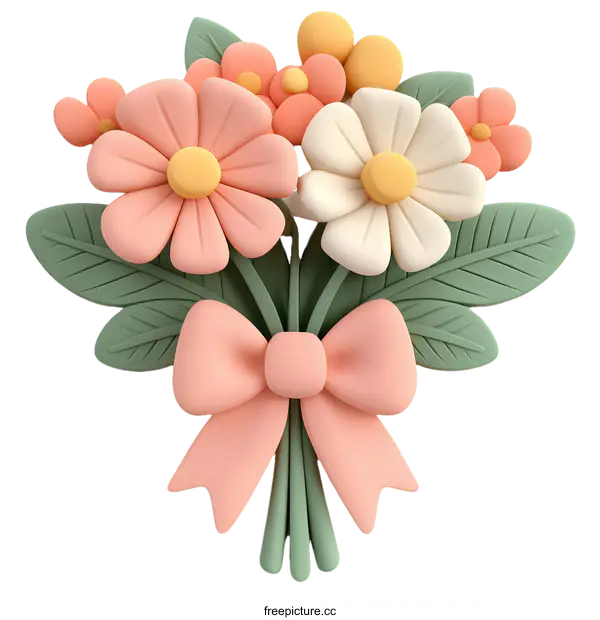 [Transparent Background PNG]3D Flower Bouquet Illustration
