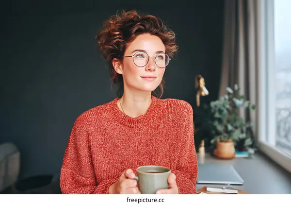 Thoughtful Woman Enjoying Coffee