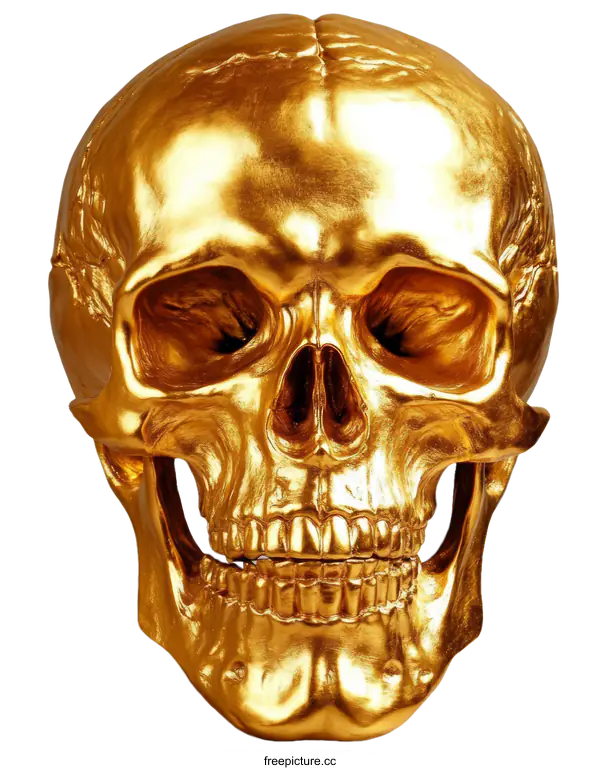 [Transparent Background PNG]Golden Skull Decorative Object