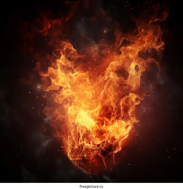 Illustration of a Fireball with a Dark Background