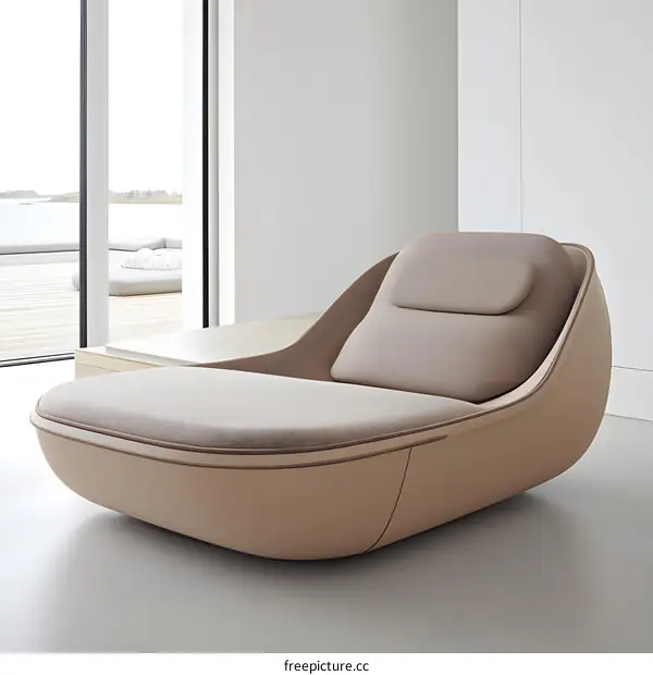 Modern Beige Chaise Lounge in Minimalist Interior