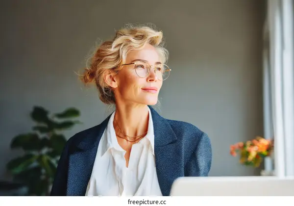 Thoughtful Woman in Business Attire
