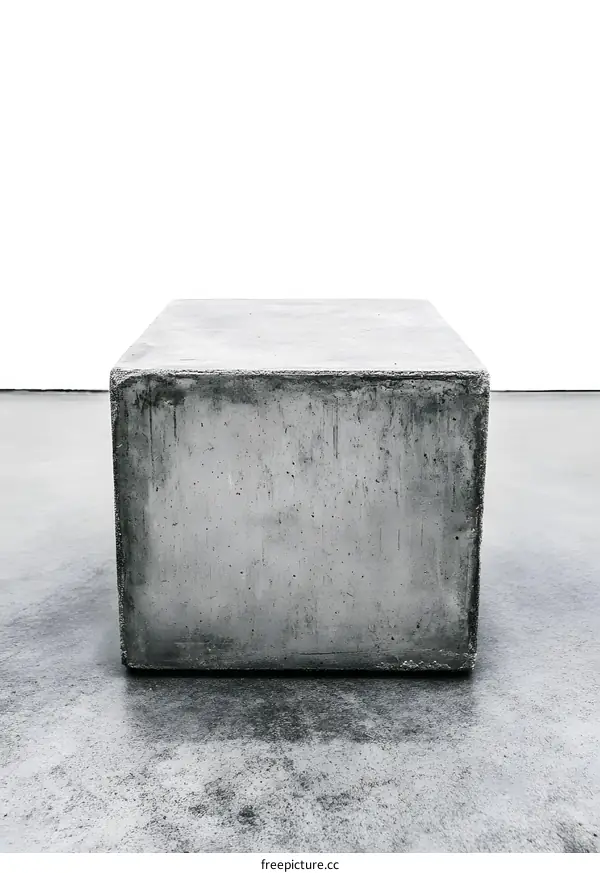 Concrete Cube on a White Background