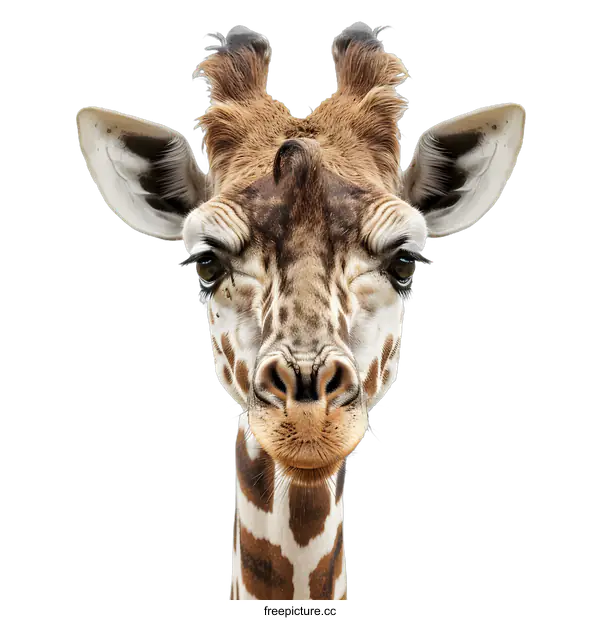 [Transparent Background PNG]Close Up Portrait of a Giraffe Looking at the Camera