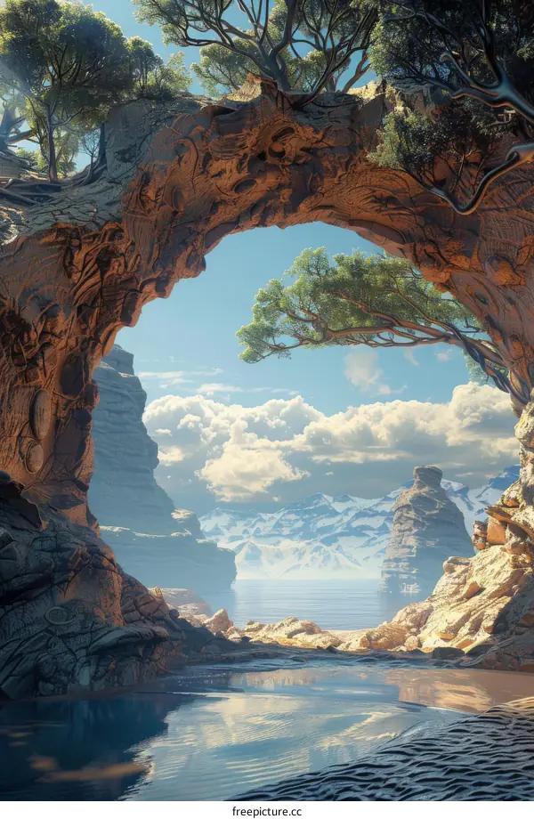 Epic Fantasy Landscape with a Natural Rock Archway