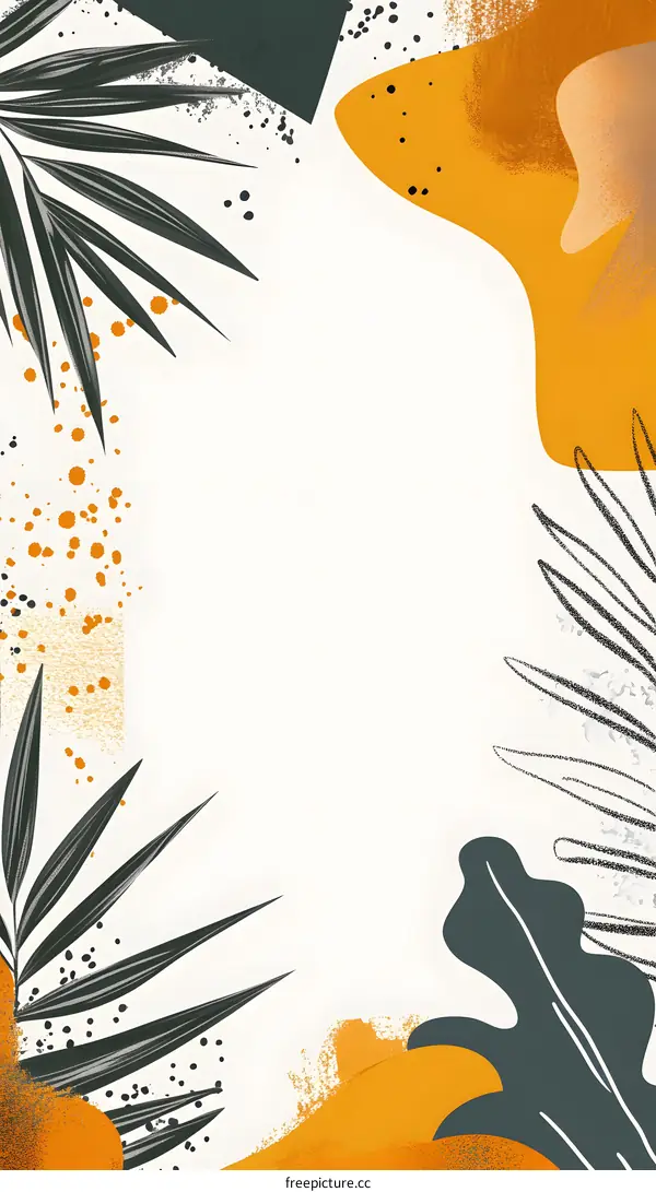 Tropical Abstract Watercolor Illustration with Yellow and Green