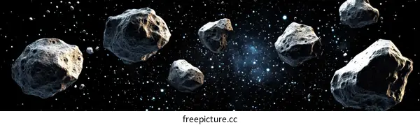 Asteroid Field in Deep Space Illustration