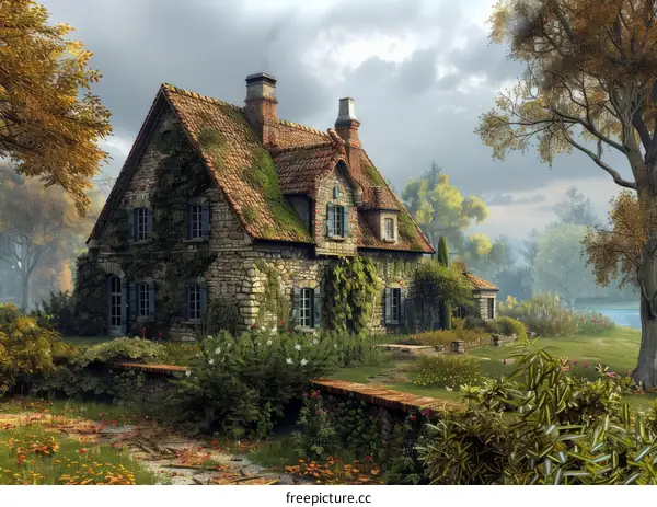 茅草屋乡村风光