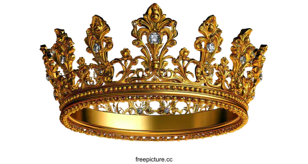 [Transparent Background PNG]Luxurious Golden Crown with Jewels