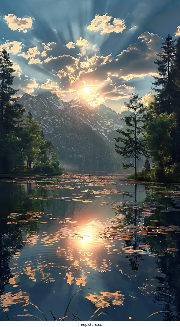 Serene Mountain Lake Sunset