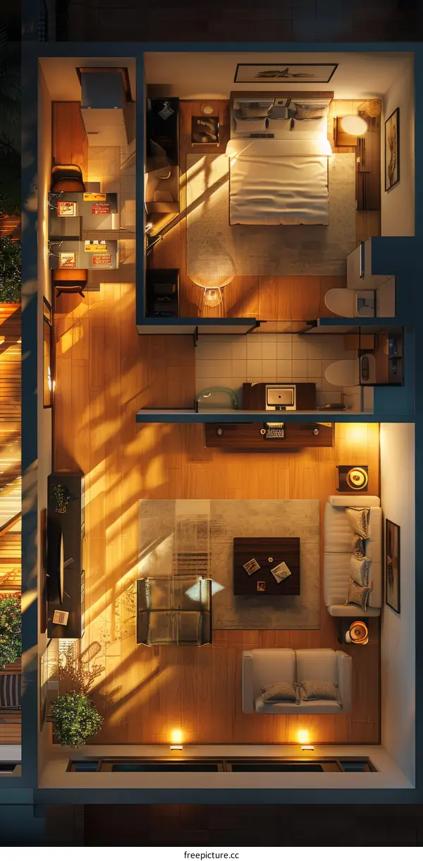 Top View of Stylish Studio Apartment