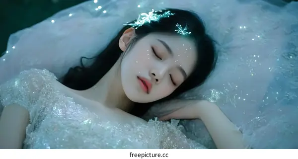 Sleeping Beauty Dreamy Fantasy Woman With Sparkles