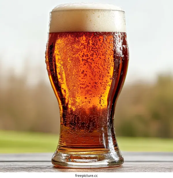 Close Up of a Glass of Light Amber Beer