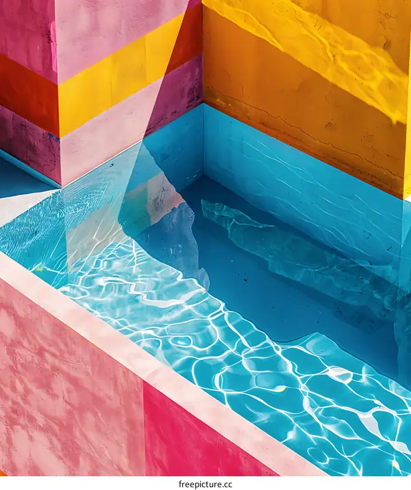 Geometric Pool With Rippling Water