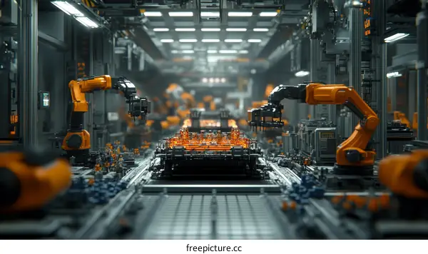 Automated Manufacturing Process in a Futuristic Factory
