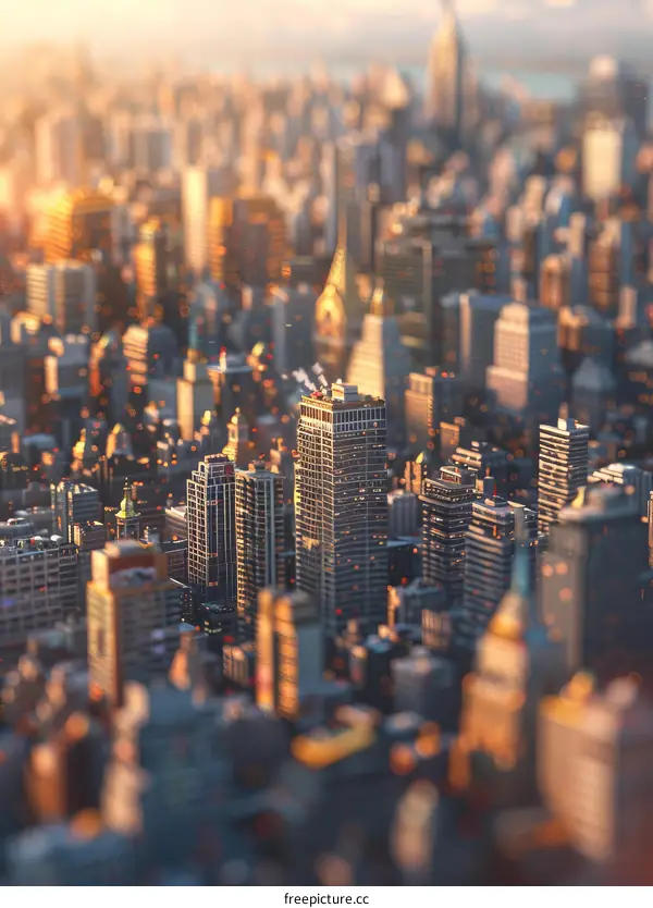 Cityscape Illustration of a Metropolis at Sunset