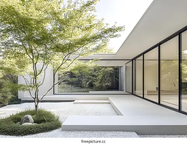 Modern Architecture House with Garden Courtyard