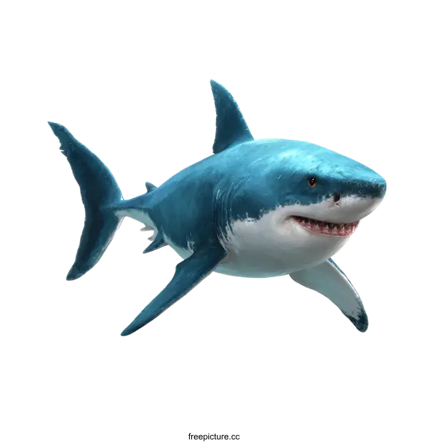 [Transparent Background PNG]Great White Shark Illustration Swimming