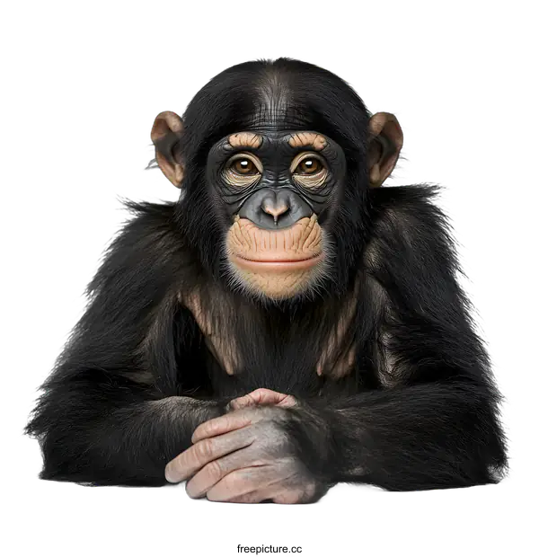 [Transparent Background PNG]Close Up Portrait of a Young Chimpanzee