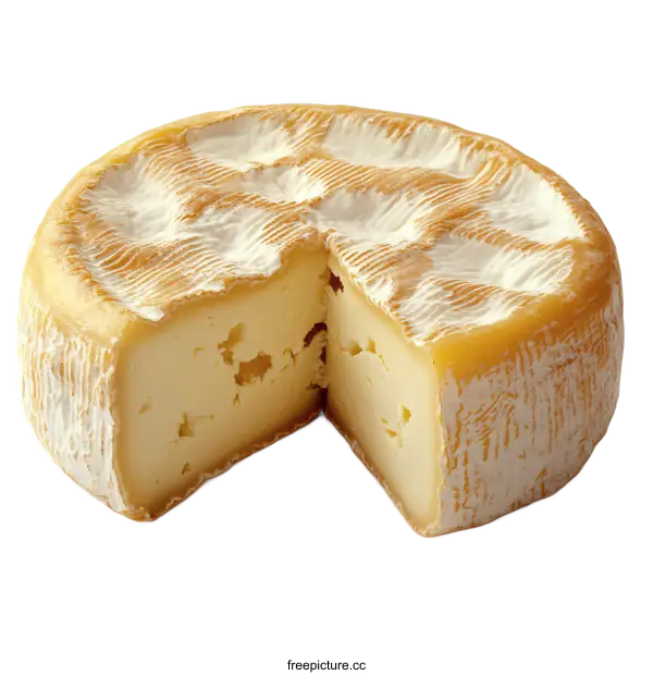 [Transparent Background PNG]Delicious Round Cheese with a Sliced Piece