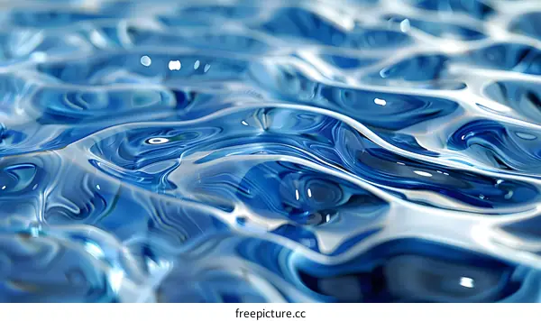 Blue Liquid Waves Abstract Background