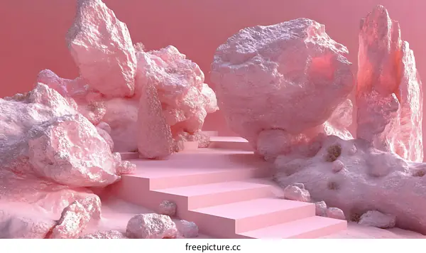 Abstract Pink Rock Formation Display
