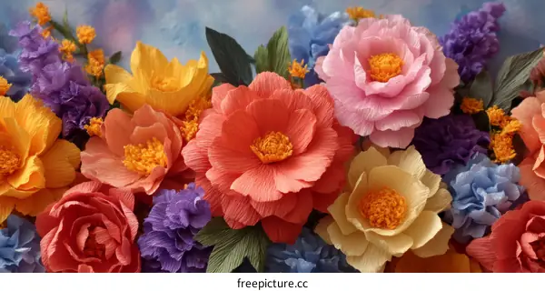 Colorful Paper Flowers Bouquet Arrangement