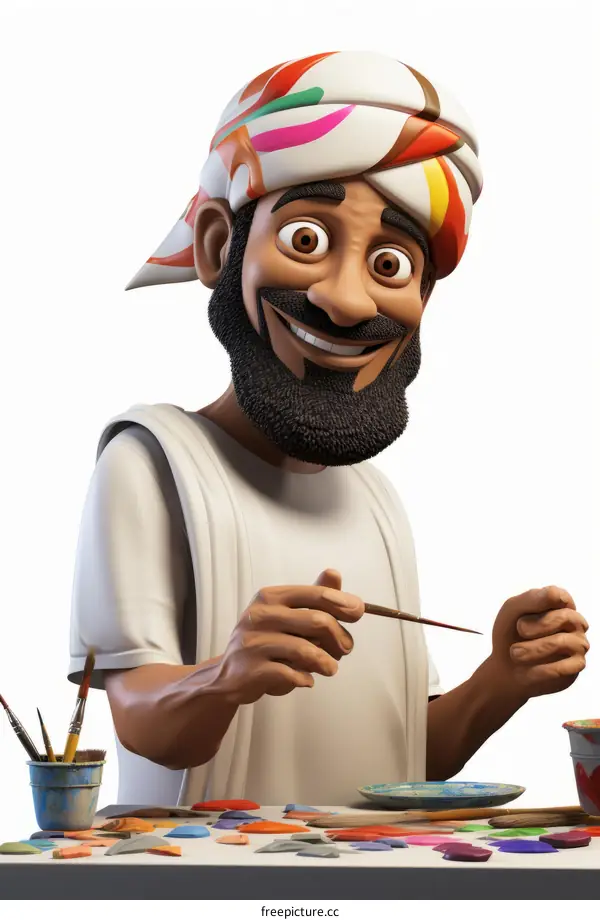 Cartoon of a man painting