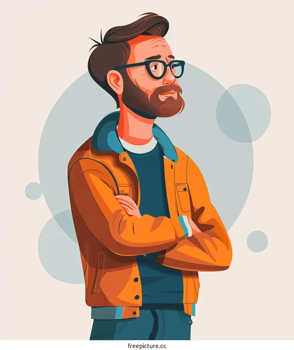 Minimalist Portrait of Bearded Man with Glasses