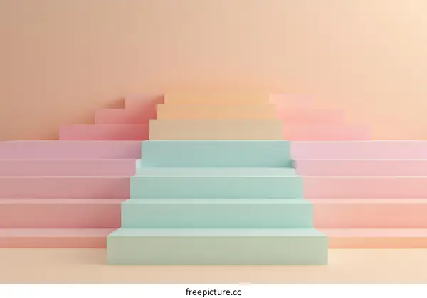 Pastel Colored Steps Abstract Background