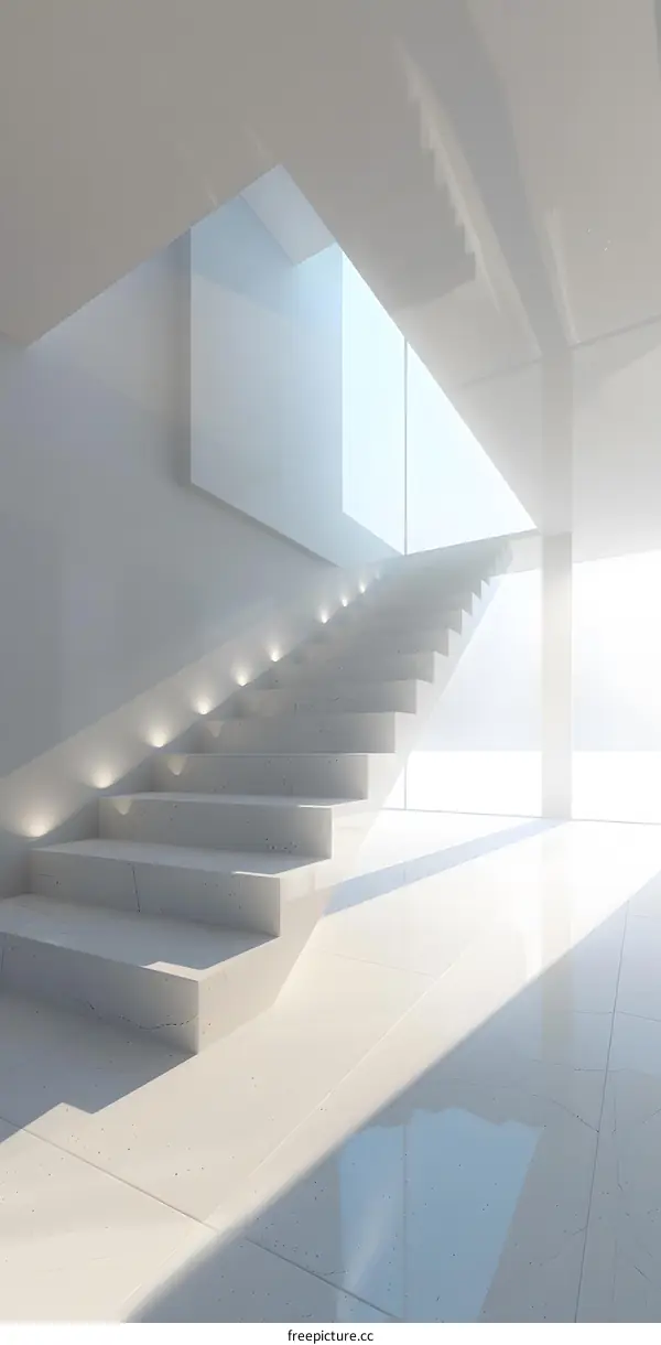 Modern Minimalist White Staircase in Contemporary Interior Design