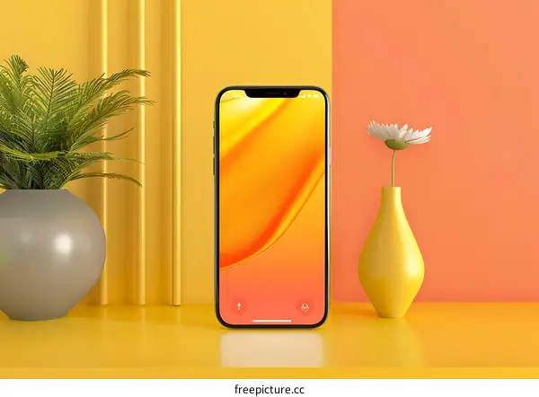 Yellow Background Minimalist Phone Mockup