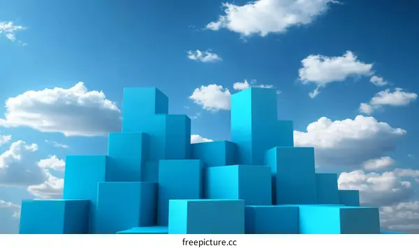 Abstract Geometric Structure Against a Cloudy Sky