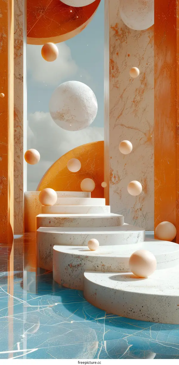 Abstract Orange and Blue Geometric Podium Background