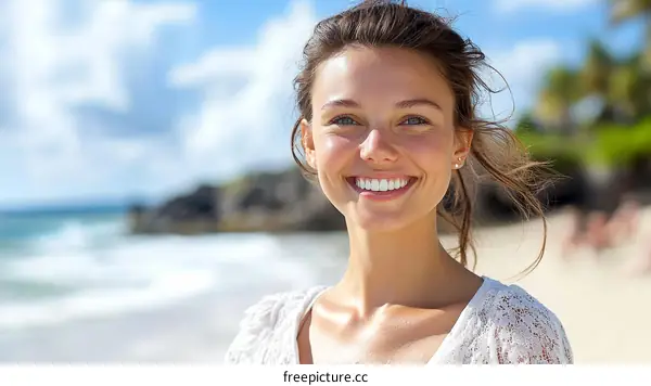 Beautiful Woman Smiling at the Beach
