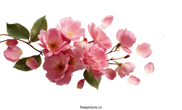 [Transparent Background PNG]Delicate Pink Rose Flowers and Petals Arrangement