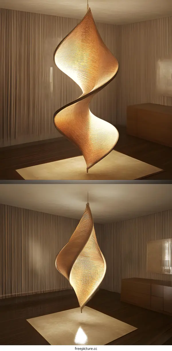 Modern Spiral Chandelier Design with Warm Lighting