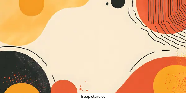 Abstract Orange and Yellow Shapes on Beige Background