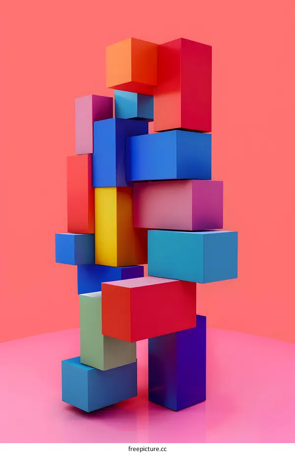 Abstract Colorful 3D Cubes Stacked Minimalist Background Design