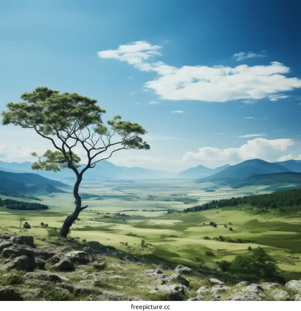 Lonely Tree in the Mountains
