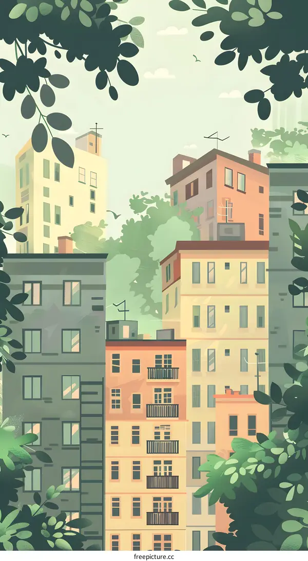 Green View of Urban Buildings