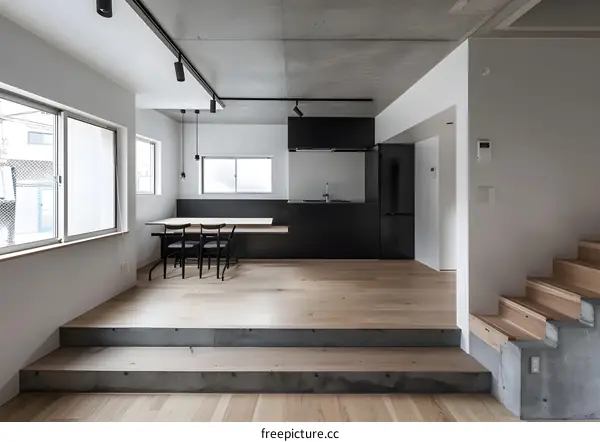 Modern Interior Design with Concrete and Wood Elements