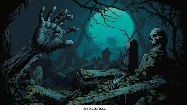 Zombie Hand Reaching Out From The Grave