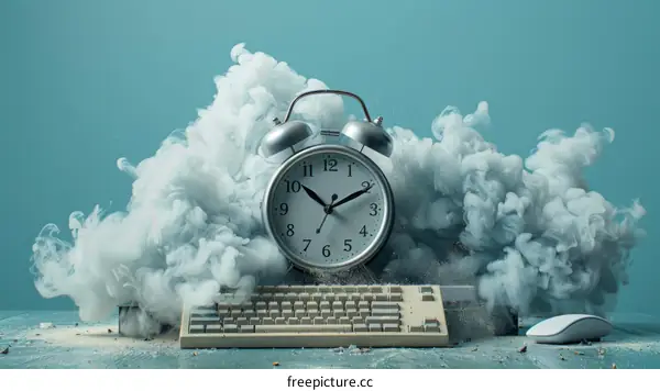 Deadline Pressure: Keyboard, Mouse, Alarm Clock and Smoke