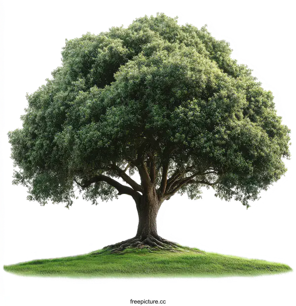 [Transparent Background PNG]Majestic Tree Standing Tall on a Grassy Mound
