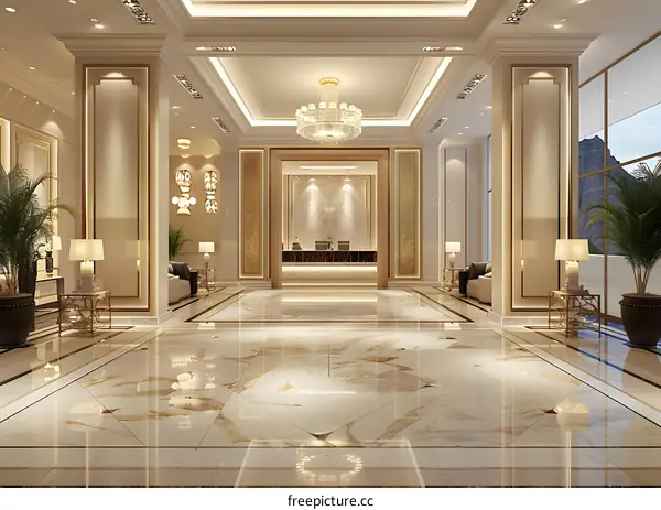 A magnificent hotel lobby